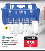 Regent 30 Hiball Glasses In Blue Crate Plus 6 Free Shooters
