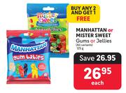 Manhattan Or Mister Sweet Gums Or Jellies (All Variants)-125g Each