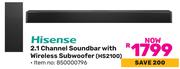 Hisense 2.1 Channel Soundbar With Wireless Subwoofer HS2100
