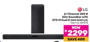 LG 2.1 Channel 300W Slim Soundbar With DTS Virtual:X (SN4.DZAFLLK)