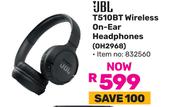 JBL T510BT Wireless On Ear Headphones OH2968