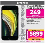 Apple iPhone 8 CPO Black 64GB Smartphone-Each