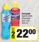 Energade Sports Drink Assorted (Excl. Lite)-For 2 x 500ml
