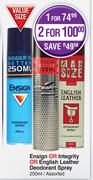 Ensign Or Integrity Or English Leather Deodorant Spray Assorted-For 2 x 250ml
