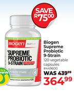 Biogen Supreme Probiotic 9-Strain 120 Vegetable Capsules