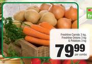 Freshline Carrots 3Kg, Freshline Onions 3Kg & Potatoes 3Kg Combo-Per Combo