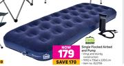 Camp Master Single Flocked Airbed & Pump