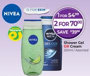 Nivea Shower Gel Or Cream Assorted-250ml