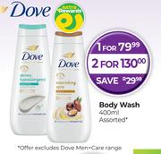 Dove Body Wash Assorted-For 2 x 400ml