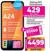 Samsung Galaxy A24 Smartphone-On 1.2GB Red Top Up Core More Data