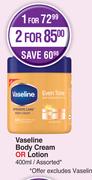 Vaseline Body Cream Or Lotion Assorted-400ml