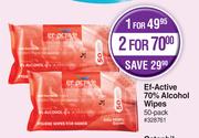 Ef-Active 70% Alcohol Wipes 50 Pack-For 1