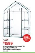 Natcare Soft Polyethylen 4 Shelves Walk In Greenhouse L143cm x W73cm x H195cm