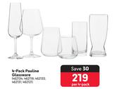 4 Pack Pauline Glassware-Per 4 Pack