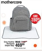 Mother Care Grey Heather Backpack Diaper Bag