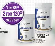 Lifestyle Health Vitamin D3 1000 IU 60 Tablets-For 1
