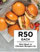 Mini Beef Or Chicken Burgers-6's Pack
