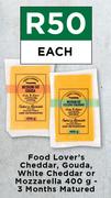 Food Lover's Cheddar, Gouda, White Cheddar Or Mozzarella-400g Each