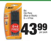 Bic Clic Pens Blue Or Black 6 + 4 Free-Per Pack