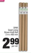 Spar Good Living Brown Kraft Roll 2m x 480mm-Per Roll
