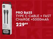 Pro Bass Type C Cable + Fast Charge + 5000 mAh