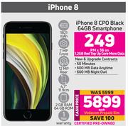 Apple iPhone 8 CPO Black 64GB Smartphone-On 1.2GB Red Top Up Core More Data