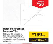 Marco Polo Polished Porcelain Tiles 600mm X 600mm-Per Sqm