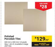 Polished Porcelain Tiles 600mm X 600mm-Per Sqm