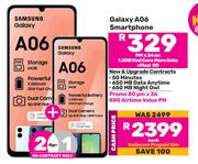 2 x Samsung Galaxy A06 Smartphone-On 1.3GB Red Core More Data + Flexi 80