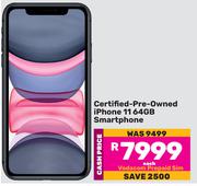 Apple Certified Pre Owned iPhone 11 64GB Smartphone-Each