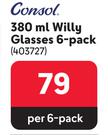 Consol 380ml Willy Glasses 6-Pack-Per 6-Pack