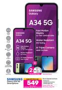 2 x Samsung Galaxy A34 5G Smartphone-On 1.2GB Red Top Up Core More Data + On Promo 75