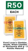 Food Lovers Cheddar, Goudas, White Cheddar Or Mozzarella (3 Months Matured)-400g Each