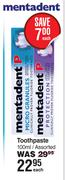 Mentadent Toothpaste Assorted-100ml Each