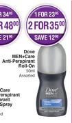 Dove Men + Care Anti Perspirant Roll On Assorted-For 2 x 50ml