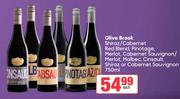 Olive Brook Shiraz/Cabernet Red Blend, Pinotage, Merlot, Cabernet Sauvignon/Merlot,Malbec-750ml Each