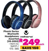 Volkano Phonics Series Bluetooth Headphones Assorted VK-2002-Each