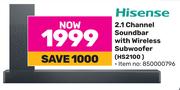 Hisense 2.1 Channel Soundbar With Wireless Subwoofer HS2100