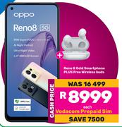 Oppo Reno 8 5G Gold Smartphone Plus Free Wireless Buds