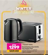 Russell Hobbs Dark Stainless Steel Kettle & Toaster Pack