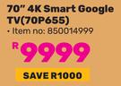 TCL 70"(190cm) 4K Smart Google TV 70P655