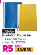 Bantex Quotation Folder A4 Assorted Colours-Each