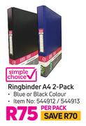 Simple Choice Ringbinder A4 2 Pack-Per Pack