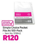 Simple Choice Pocket File A4 100 Pack