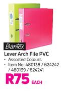 Bantex Lever Arch File PVC Assorted Colours-Each