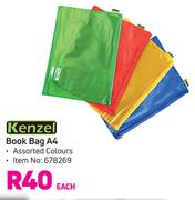 Kenzel Book Bag A4 (Assorted Colours)-Each
