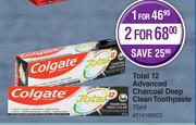 Colgate Total 12 Advanced Charcoal Deep Clean Toothpaste-75ml