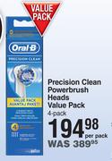 Oral-B Precision Clean Powerbrush Heads Value Pack 4 Pack-Per Pack