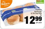Freshline Hamburger Or Hot Dog Rolls-6s Per Pack