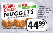 Rainbow Crumbed Chicken Nuggets, Steaklets, Burgers Or Bites Assorted-360g/400g Each